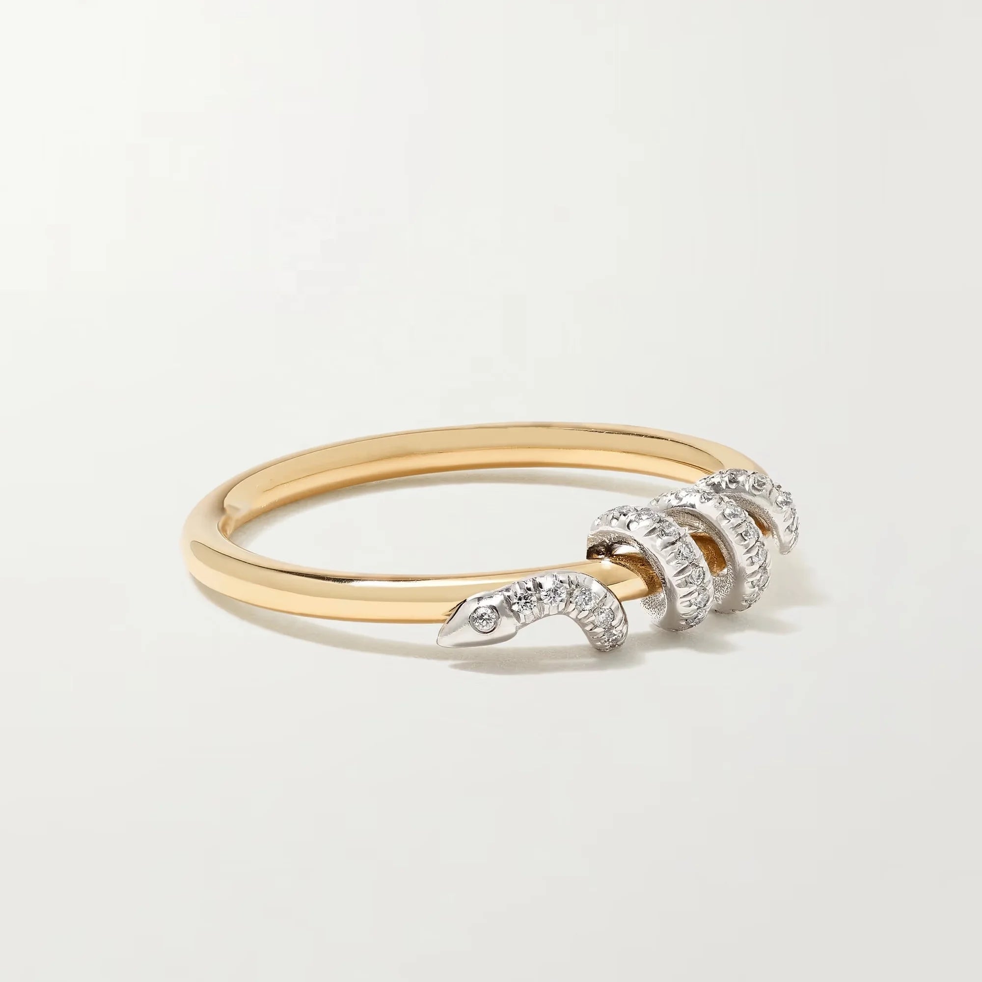 LOZRUNVE Sterling Silver 925 Jewelry Trendy Two Plating Tone Snake Ring Set for Women