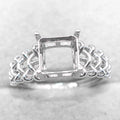 Sterling Silver 8*8mm Semi Mount Ring Square Shape Empty Frame Blank Claws Setting S925 Base Without Center Stone for Inlay DIY
