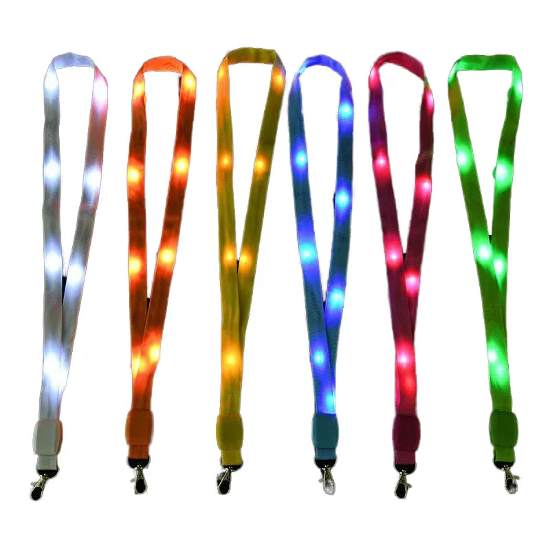 Light up Hanging Lanyard for Led Colorful Glow Led Flash Light Neck Lanyard Strap for Party Club Vocal Recital Concert