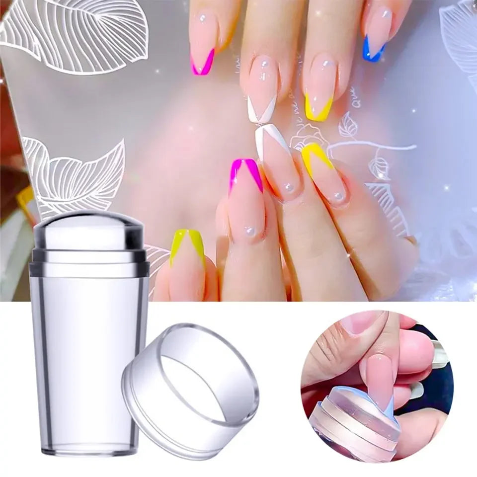 French Nail Art Silicone Polished Transparent Printing and Nail Sealing Template Tool Cover Silicone Printing