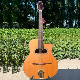 Aiersi Brand Solid Cedar Top Rosewood Acoustic Gypsy Guitar Music Instruments Cutaway archtop jazz Guitar Custom Logo OEM ODM