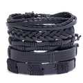 Men's Retro Simple Braid Black Leather Bracelet Fashion Accessories with Stylish Charm Bracelets