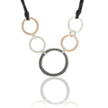 Minimalist Black Rope Cord Five Hammered Circle Five Decades Choker Necklace Sister Gift