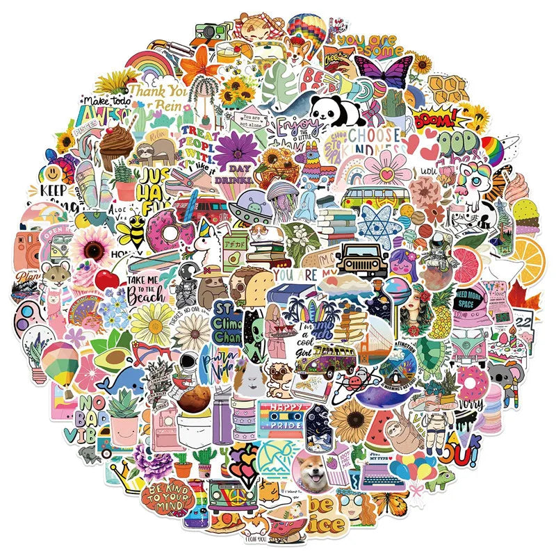 200PCS Stickers for Water Bottles Cute Aesthetic Sticker Waterproof Vinyl Stickers Pack for Water Bottle Skateboard Laptop
