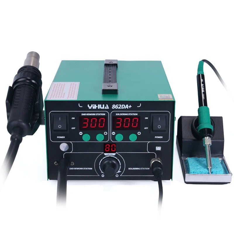Soldering Station Desoldering YIHUA 862DA+ SMD SMT 2 in 1 Hot Gun air Repairing Hot Shrink Rework Iron