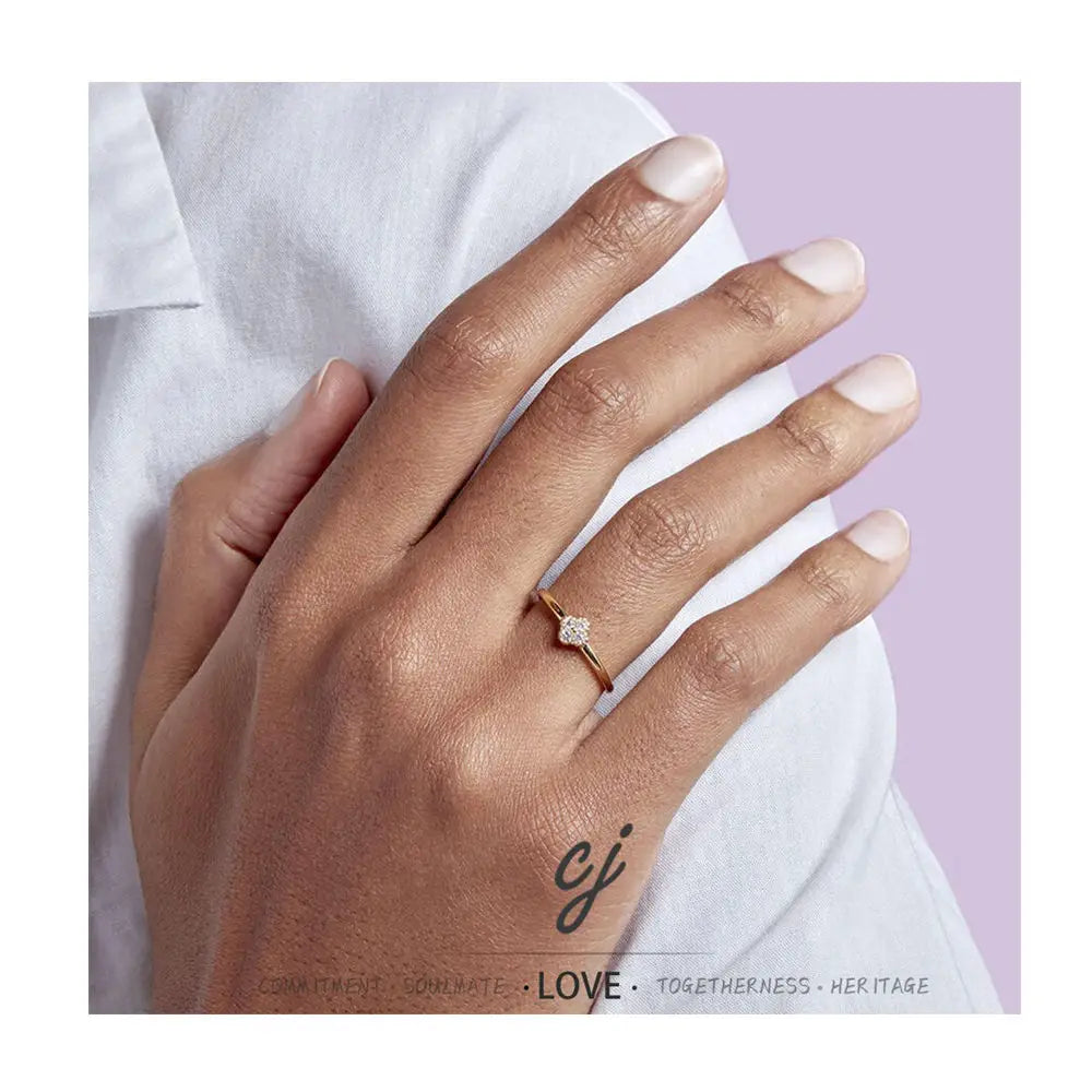 Carline Wholesale 925 Silver Petal Zircon Rings Cute Shiny Minimalist Simple 18k Gold Plated Women Ring Fine Jewelry