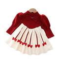 2023 New Style for Girls Sweater Dress Children Winter Knit Clothes Long Sleeves Casual Outfits Bow Toddler Princess Party Dress