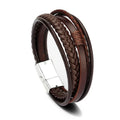 Shangjie OEM Pulsera De Cuero Fashion Stylish Ethnic Bracelets Jewelry Black Brown Classic Bracelet Boy Men Pu Leather Bracelet