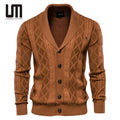 Liu Ming Customized Autumn Winter Fashion Trending Men Casual Solid Color V Neck Long Sleeve Knitted Cardigan Sweaters