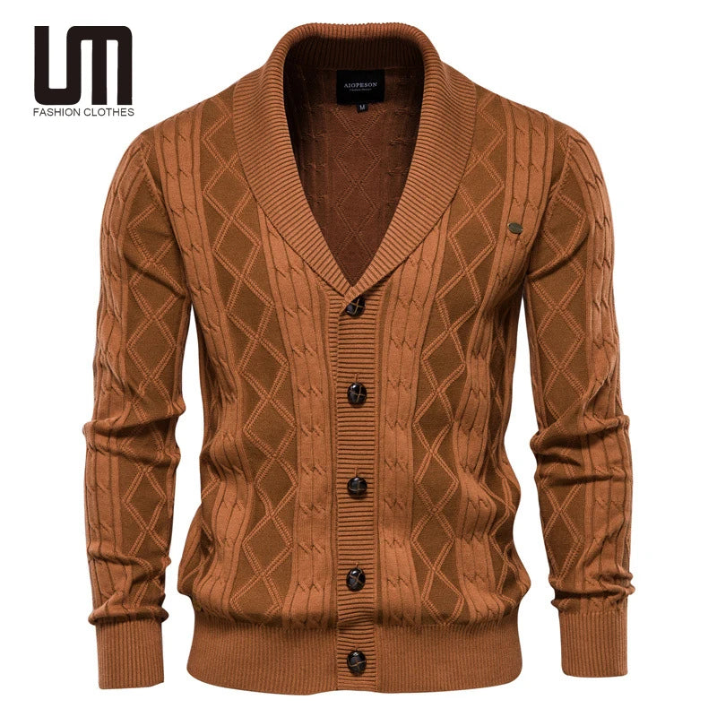 Liu Ming Customized Autumn Winter Fashion Trending Men Casual Solid Color V Neck Long Sleeve Knitted Cardigan Sweaters