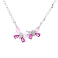 Yaeno Jewelry Pure Silver 925 Cute Pink Butterfly Charm Necklace for Kids Gift