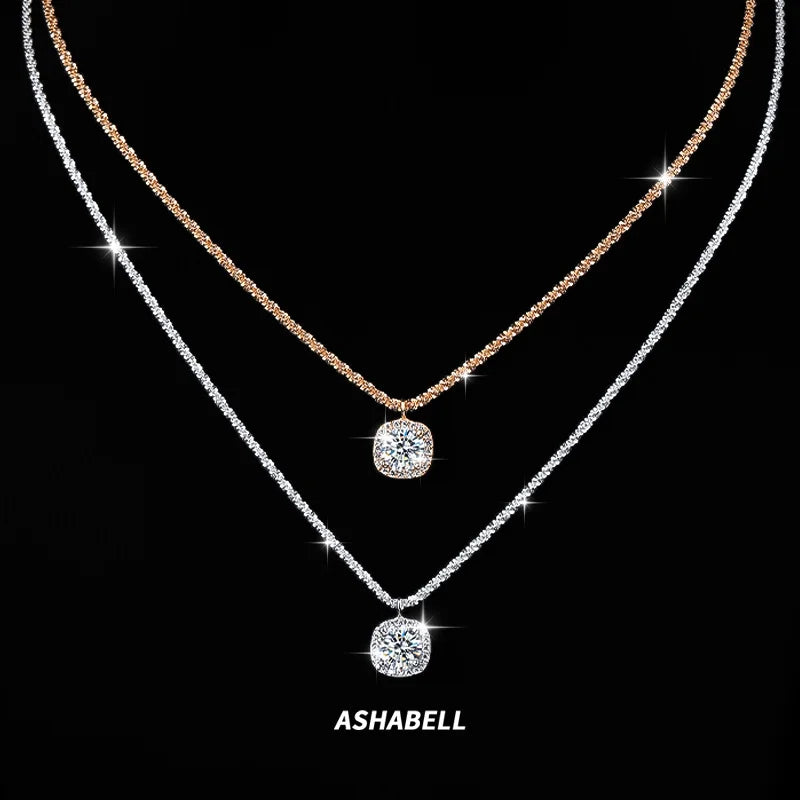 Fast Delivery S925 Silver Diamond Necklace Moissanite 1CT Vvs D Color Moissanite Pendant Necklace Women