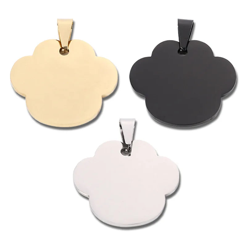 Engraving Logo Blank Pet Pendant Metal Stainless Steel Cat Footprints and Cat Shape Pet Tag