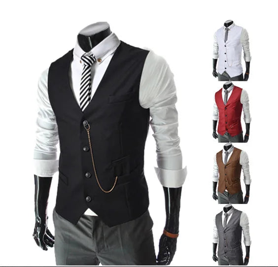 Customized Design High Quality Men's Slim Waistcoat Double Breasted Windproof Reversible Wool Suit Vest Fashion Piece Utility