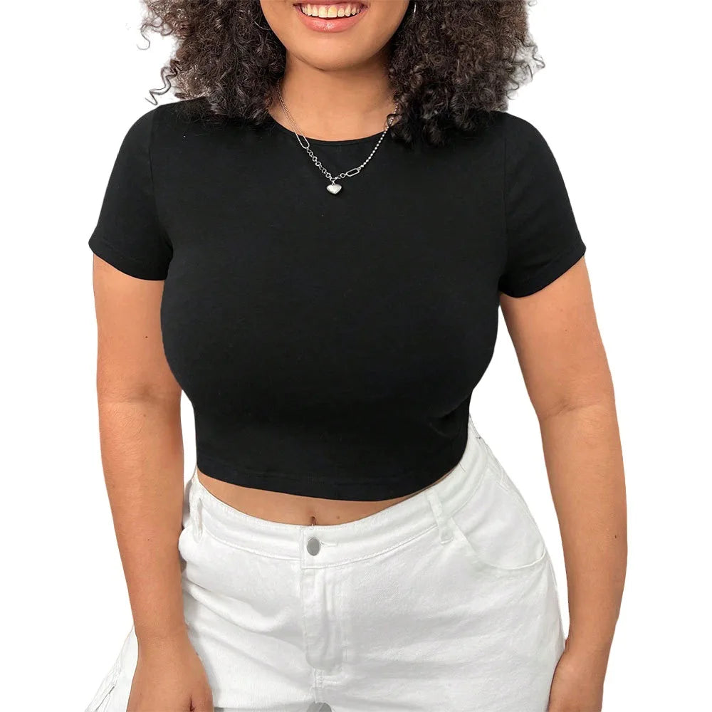 Customized Women's Slim-Fit Spice Girls Backless Top Strap Design Solid-Color Short Knitted Casual T-Shirt
