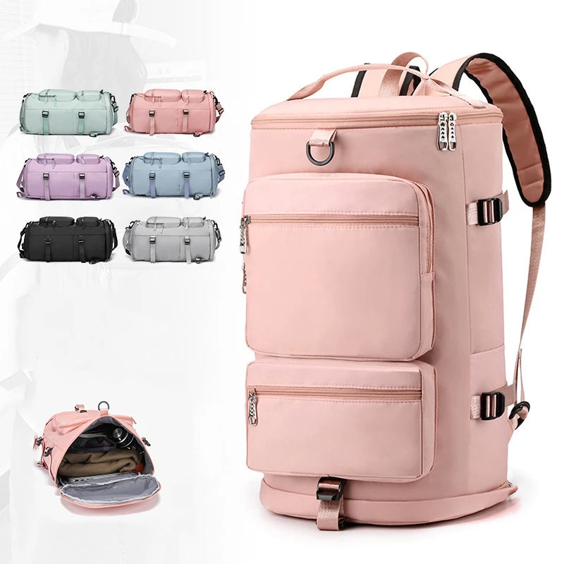 Women's Large Capacity Oxford Sports Bag Wet/Dry Separation Independent Shoe Compartment for Swimming Zipper Fashionable Leisure