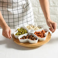 Nordic Dried Fruit Candy Plate Creative Fruit Tray Ceramic Grid Plate with Lid Living Room Storage Plate