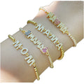 HOVANCI Adjustable 18K Gold Plated Mom Bracelet Color Zircon Tennis Bracelets for Mother's Day Fashionable Jewelry for Mama