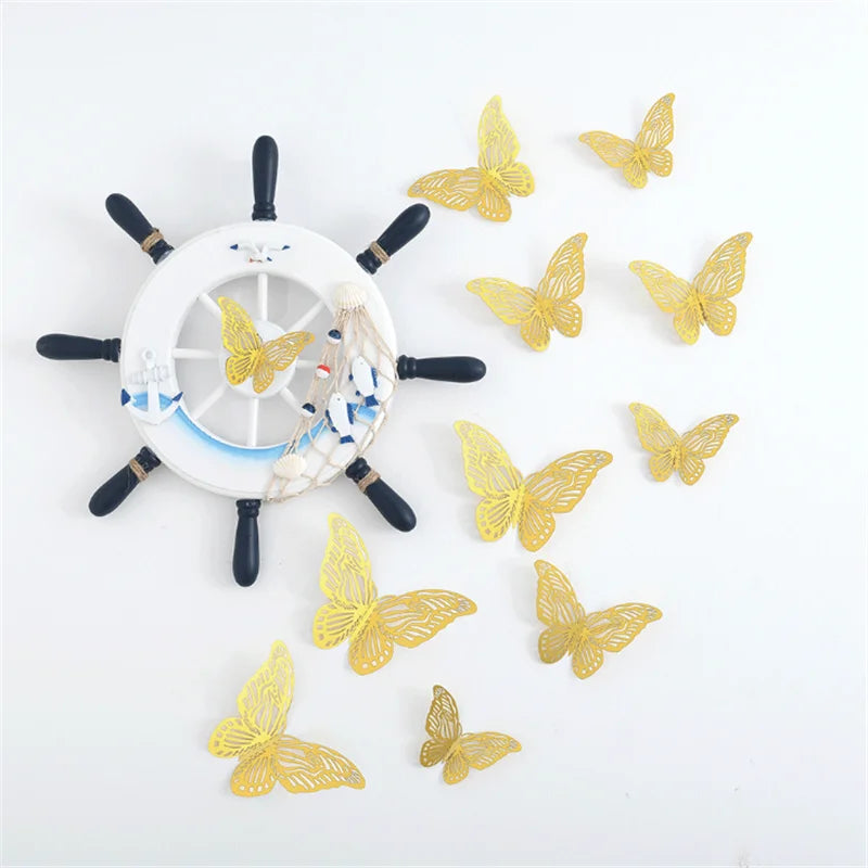 Removable 3D Butterfly Wall Decor Sticker  for Party Cake Decoration Metallic Fridge Kids Bedroom Wedding Decor DIY Gift