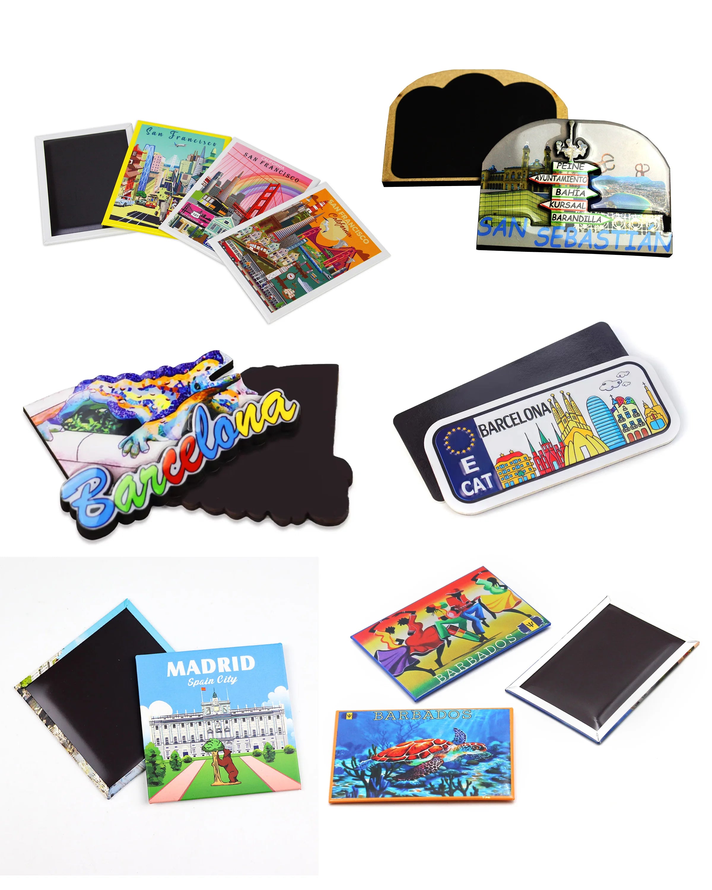 Tourist Souvenirs-Barcelona Tin Plate Magnet Tourist Sticker Imanes Barcelona Souvenirs Fridge Magnet for Freezers