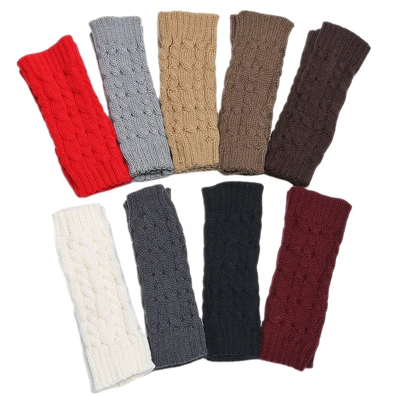 Hot Selling Products Knitting Sleeve with Thumb Hole 100% Acrylic Knitting Warm Hand Mittens Elastic Short Style Finger