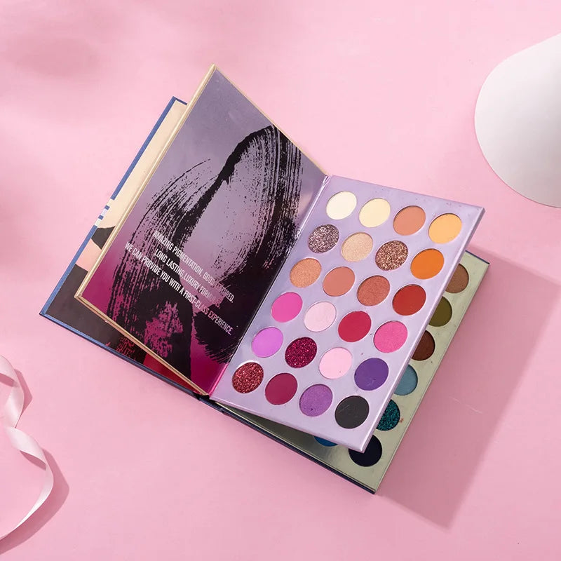 Custom High Pigmented 72-Color Eyeshadow Palette Private Label Book Style Vegan Shimmer Finish Powder