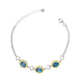 Trendy 925 Silver Natural London Blue Topaz Bracelet Rhodium and Gold Plated Heart Shaped for Women's Party Outfit or Gift