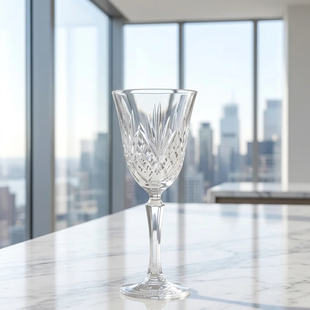 Premium Vintage Cut Glass Goblet for Wine Tasting Dishwasher Safe 101-200ml Capacity-Reusable Wedding Glassware for Bar MegaBDM
