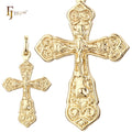 FJ Fallon Fashion Jewelry Orthodox Cross Budded Pendant Plated in 14K Gold Brass Based