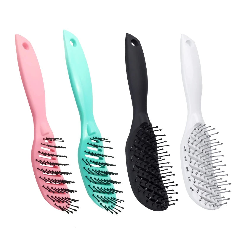 Biodegradable Wave Brush Customized Anti Static Curly Hair Care Detangling Brush with Cushion Vent Nylon