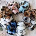 Real Rabbit Fur Bunny Doll Plush Toy Keychain 15cm Soft Cute Pom Pom Fluffy Bunny Keychain Easter Leopard Pink Rabbit Pendant