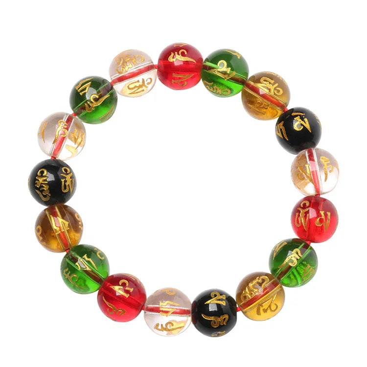 Colorful Six Words Motto Bracelet Five Elements Feng Shui Bracelet Stall Scenic Spot Supply Color Six Words ZHENYAN Bracelet