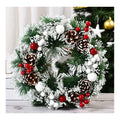 32 cm White Snow Crabapple Pinecone Christmas Wreath for Christmas Home Decoration