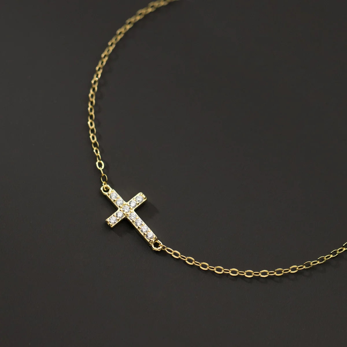 Fashion 925 Sterling Silver Cubic Zirconia Cross Shape 18K Gold Plated Charm Bracelets Jewelry for Women