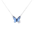 Luxury Women's 925 Sterling Silver Austria Crystal Necklace 2-Piece Butterfly Collection