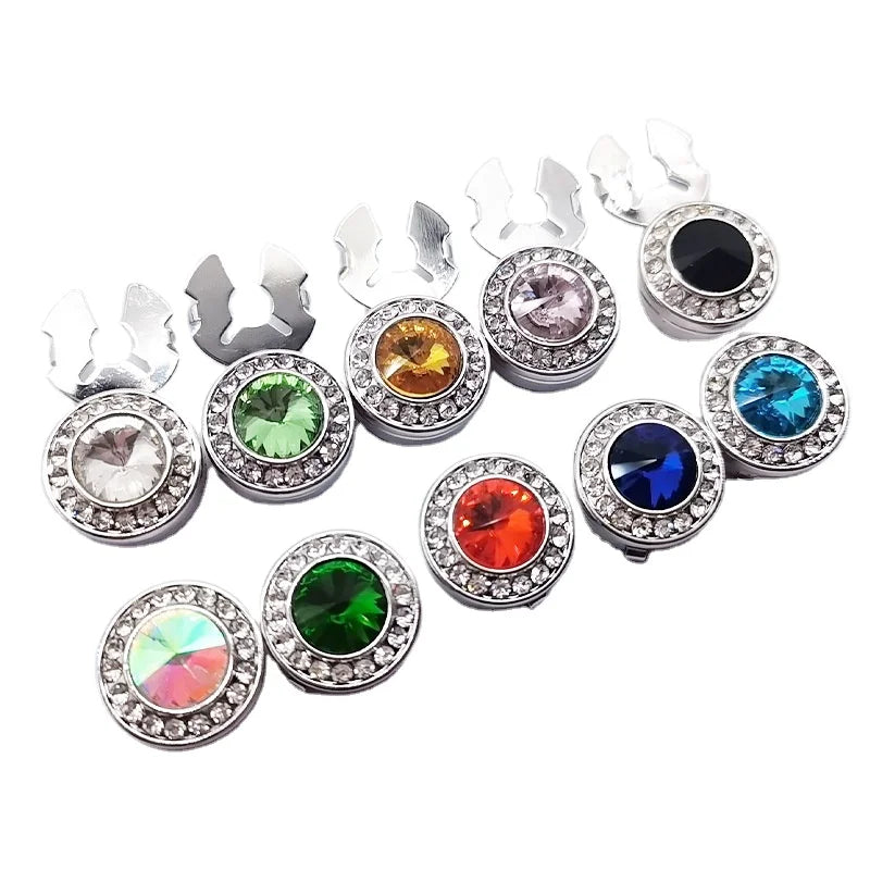 2023 Fashion Men Shirt Round Crystal Rhinestone Button Cover Brass French Women Gift Shirt Diamond Cuff Stud Gemstone Cufflinks