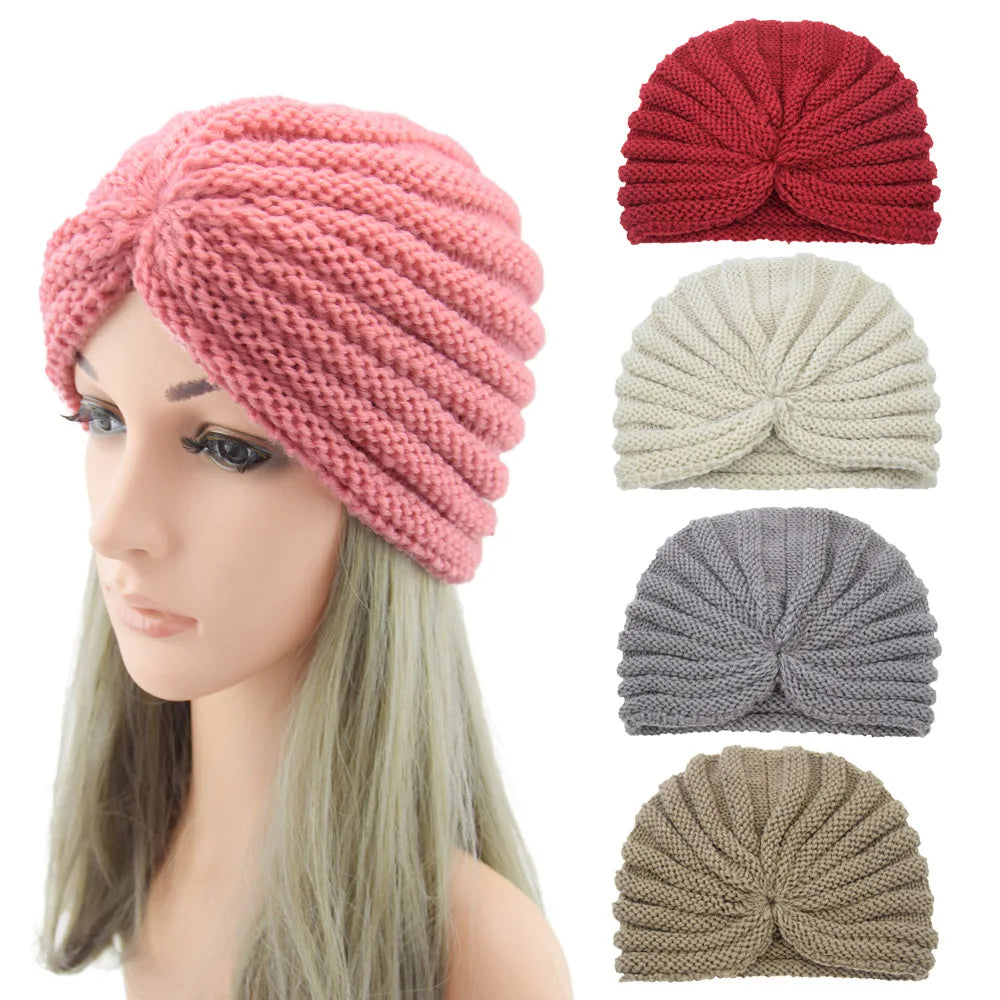 Autumn and Winter Fashion Women Cover Hat Bohemian Style Woolen Yarn Knitted Hat Women Hat Hood