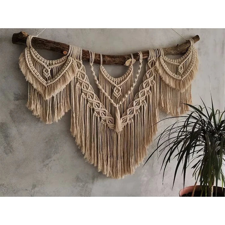 2023 New Customized Large Macrame Backdrop Macrame Wall Hanging with Tassels Hanging Wall Decor W1602
