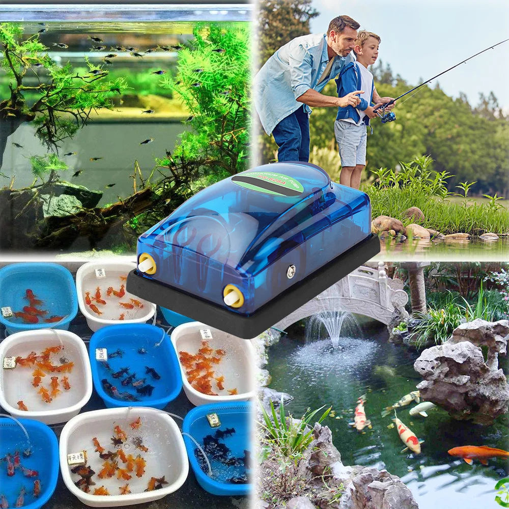 RS-628A 5W Mini Aquarium Air Pump Super Silent Dual Outlet & Energy Saving MegaBDM