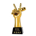 IDEAL Custom Golden Resin Music Singing Trophy Microphone Awards With Black Crystal Base Gift MegaBDM