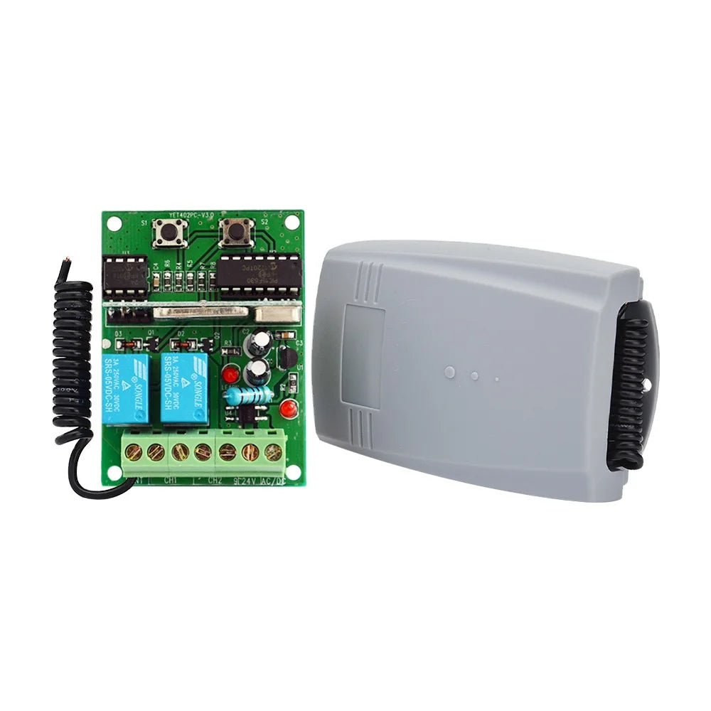 For China Manufacture DC 12-24V 433.92mhz 2 Channels Garage Door Wireless Controller for Supermarket