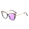 2025 Wholesale Fashion Women Cat Eye Optical Frame Photochromic Metal Frame Blue Anti Light Eyeglasses