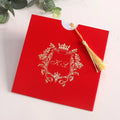 Popular Red Velvet Pocket Envelope with Tassel Velvet Envelope Wedding Cards