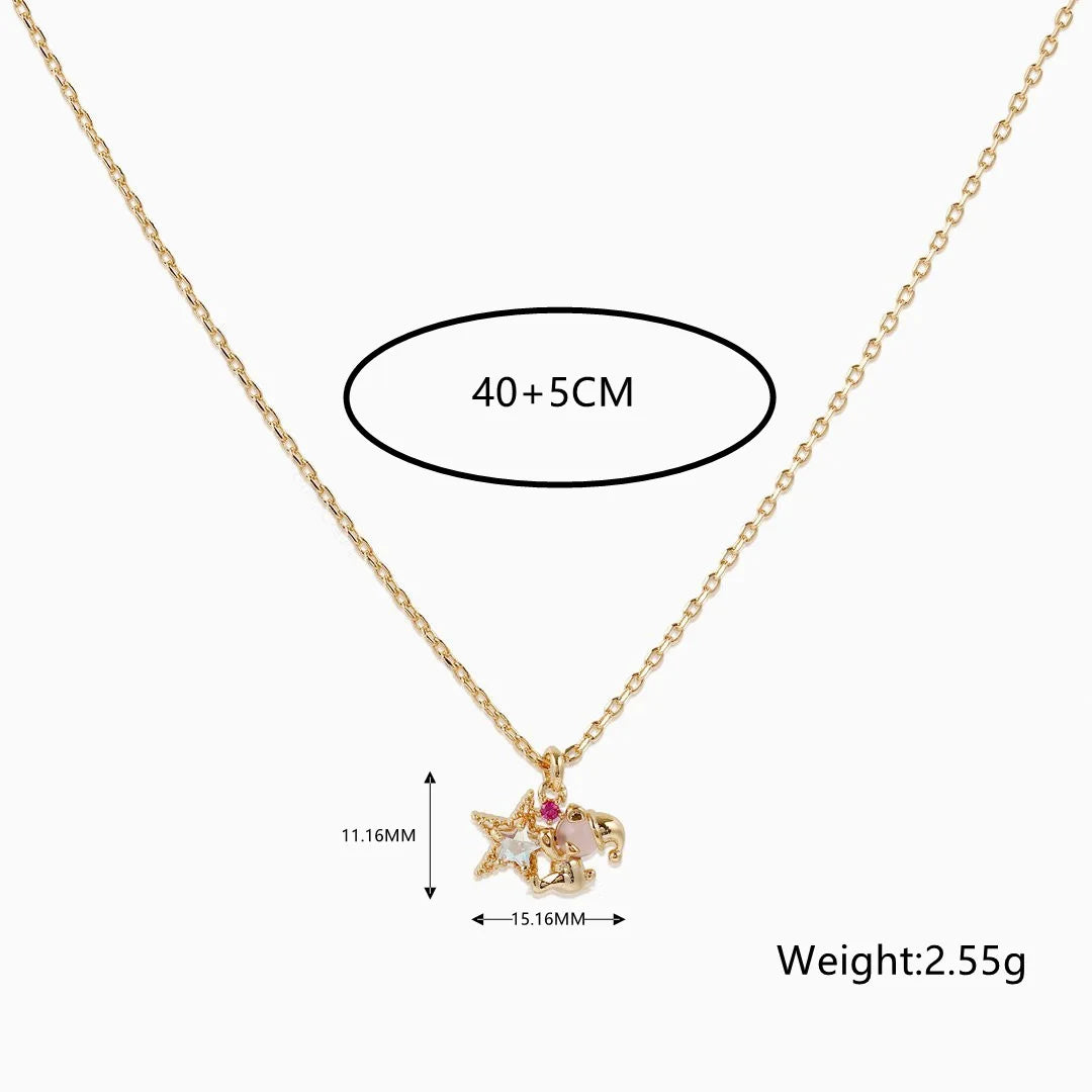Custom 18K Gold Plated Bear Hugging Star Pendant Necklace Trendy Cute Link Chain Claw Setting Inlay Technology Gift for Girls