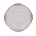 Wedding Catering Decorations Centerpieces Disposable clear Dinner Plates with Rose Gold Rim Plastic Plates