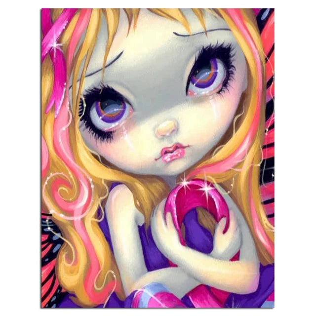 YIWU LANSURE 5D DIY Printed Square AB Diamond Painting Girl Fairy Pictures Embroidery Cross Stitch Mosaic Home Decor
