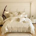 Hot Sale100%cotton Fancy White Embroidery Bed Sheets Breathable High-end Full Size Quilt Cover Bedding Sets