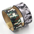 Trendy Jewelry Youth Camouflage Pattern PU Leather Wide Wrap Bracelet for Men Women