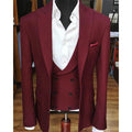 Costume Homme Burgundy Men Suits Fashion Groom Tuxedo Wedding Prom 3 Pcs Slim Fit Men Blazer Terno Masculino Jacket+Vest+Pant