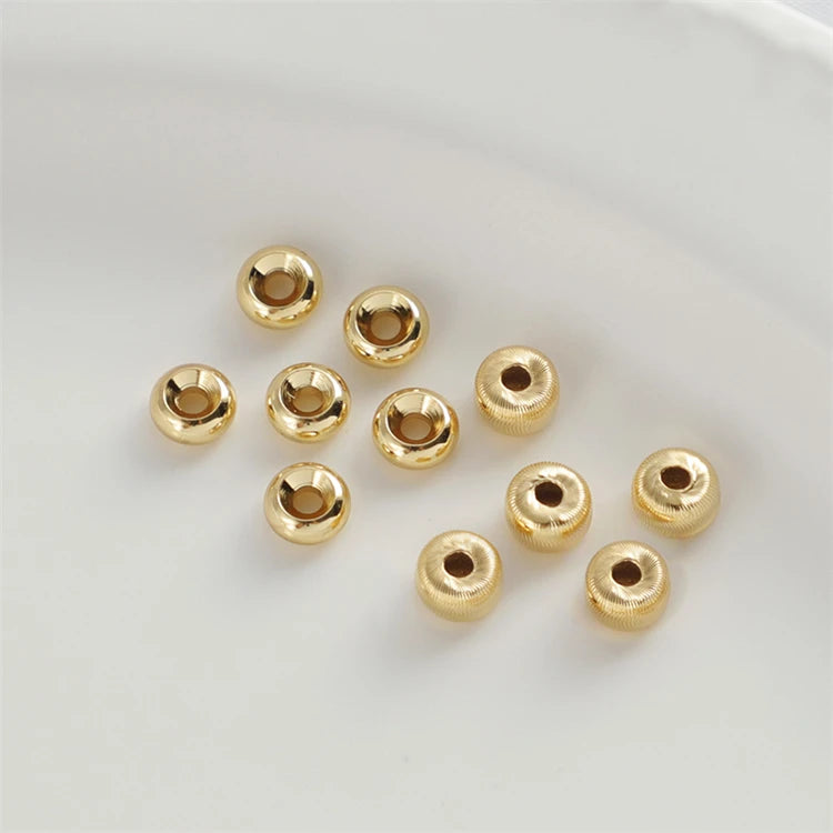 Small Faceted Beads Wholesale Jewelry Making Bracelet BeadsCopper Plating 18K Smooth Stripe Jewelry Accessories Separate Beads